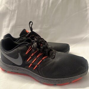 Nike Run Swift Black and Orange Athletic Shoes with Mesh Upper